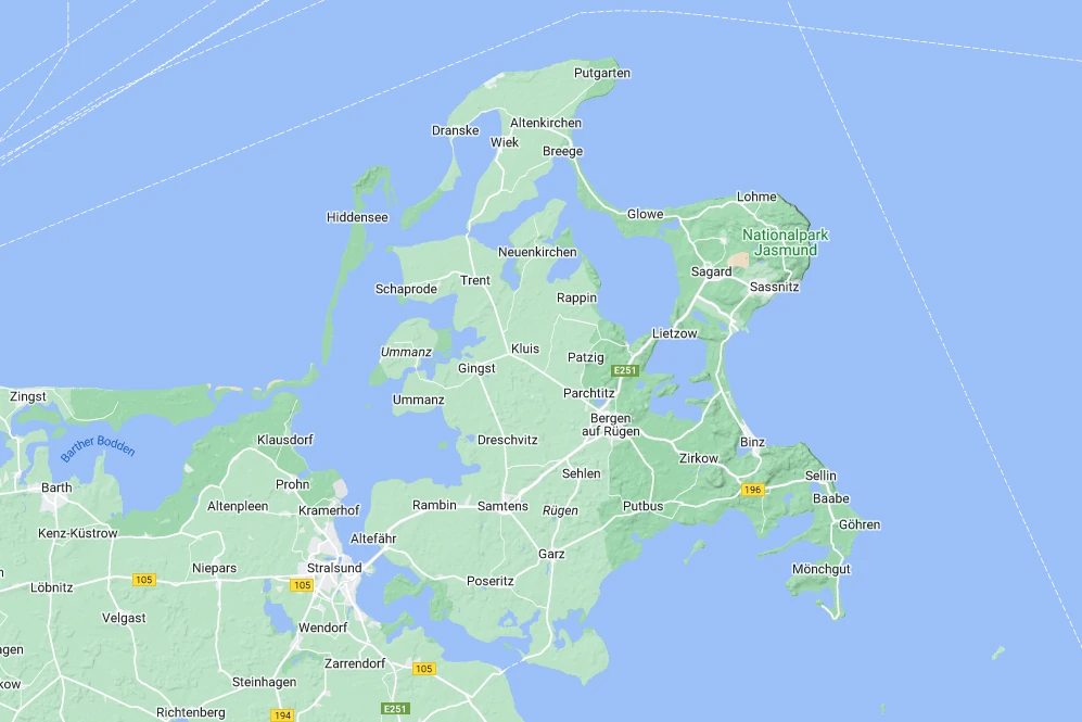 Map of the largest island of Germany by area