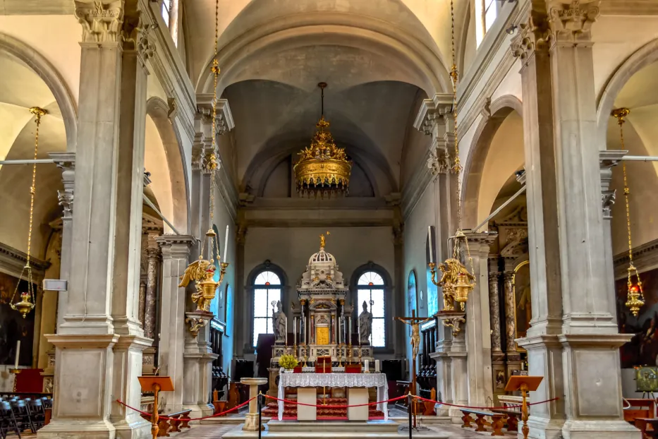 Inside the only church on Burano