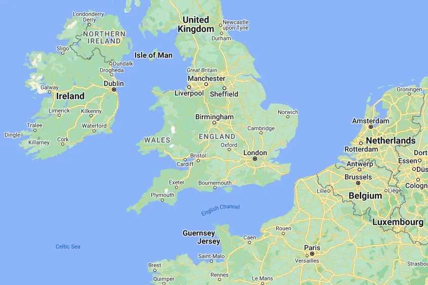 Map of the largest country in Great Britain by area