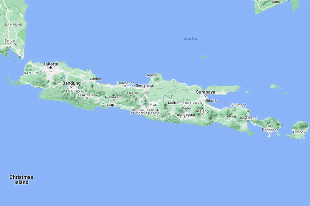 Map of the largest island in the world by population