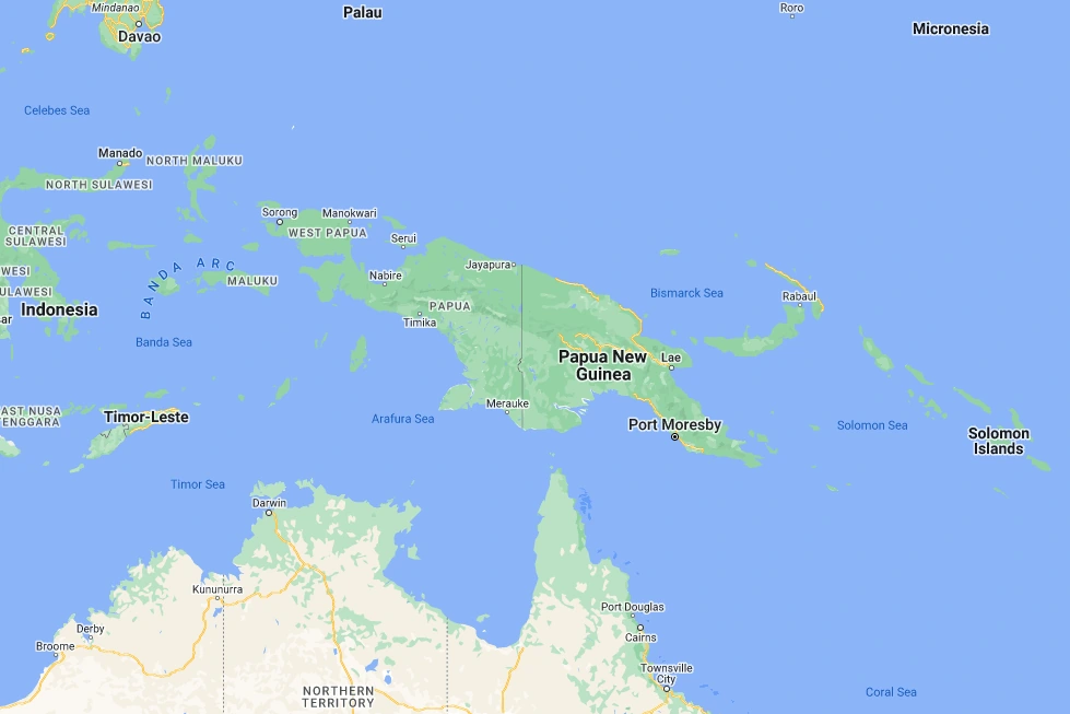 Map of the second largest island in the world by area