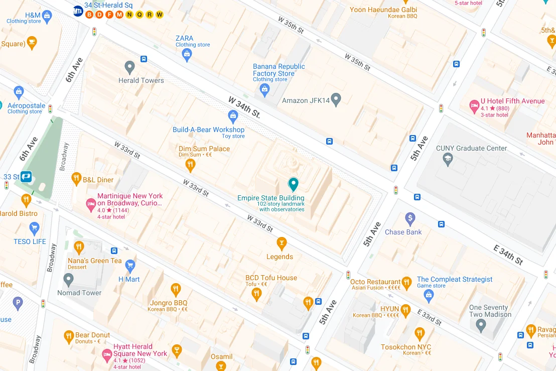 Map of the Empire State Building location