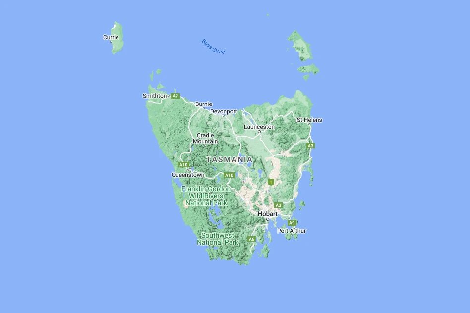 Map of the largest island in Australia