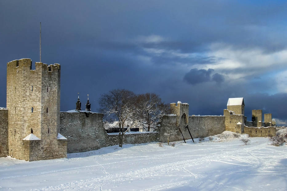 Well-preserved medieval wall of Visby on Sweden’s largest island